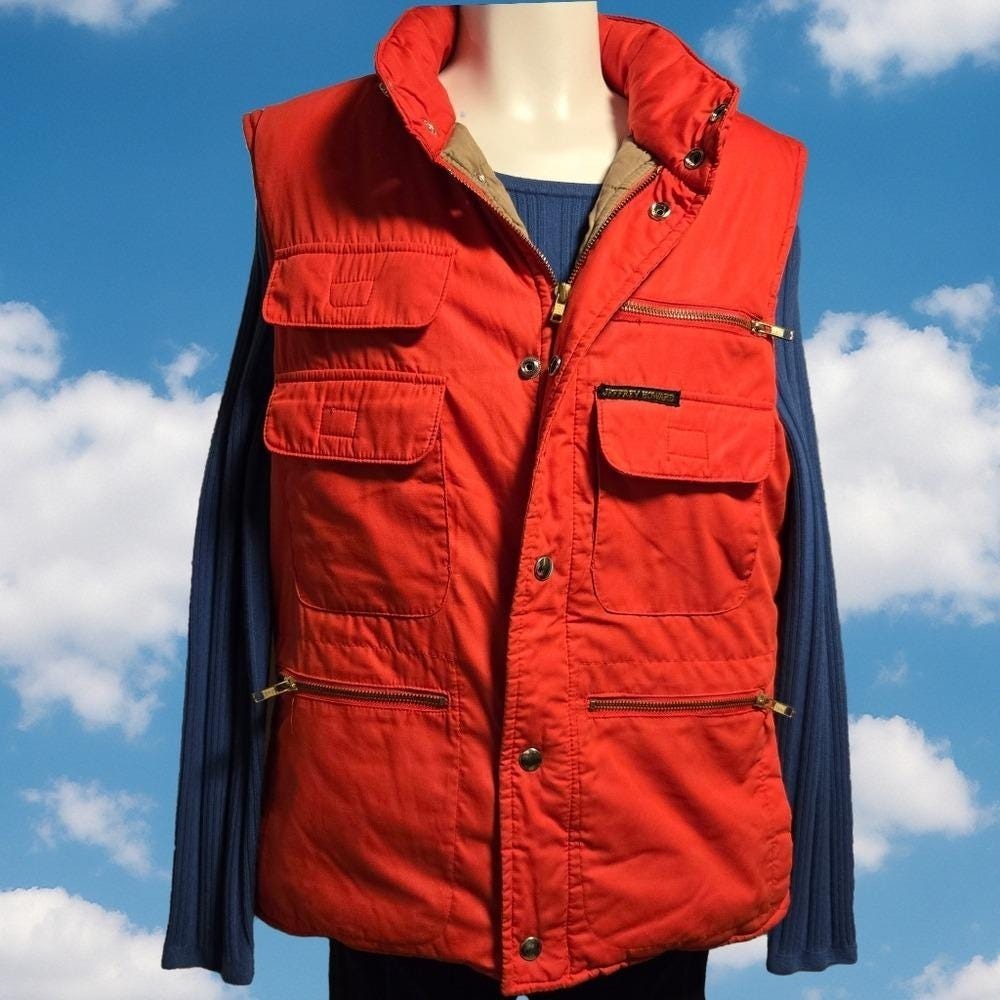 Jeffrey Howard Utility Vest Red Multi Pocket Safari Fishing Gorpcore Size Medium